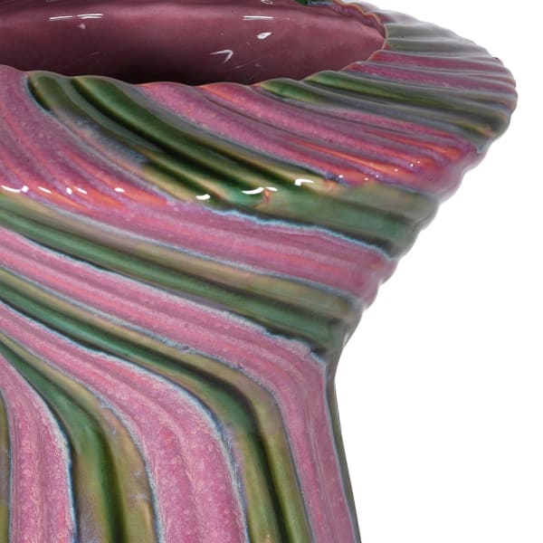 LYRE HAND PAINTED PINK & GREEN VASE