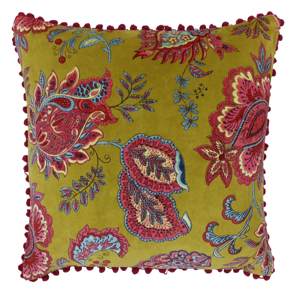 Malisa Paisley Cushion Lemon Curry 50x50