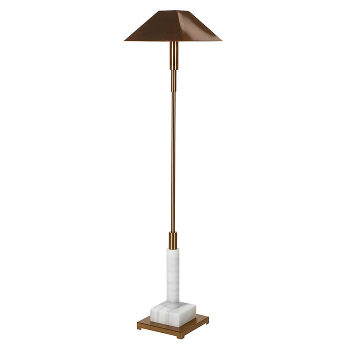 Gold & White Marble Floor Lamp with Metal Shade