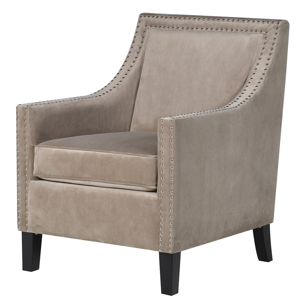 Madelyn Studded Taupe Armchair