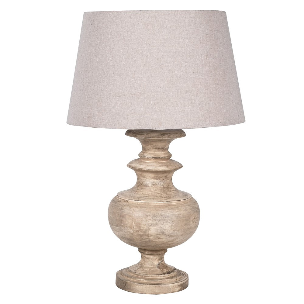 Mia Turned Wooden Table Lamp with Shade