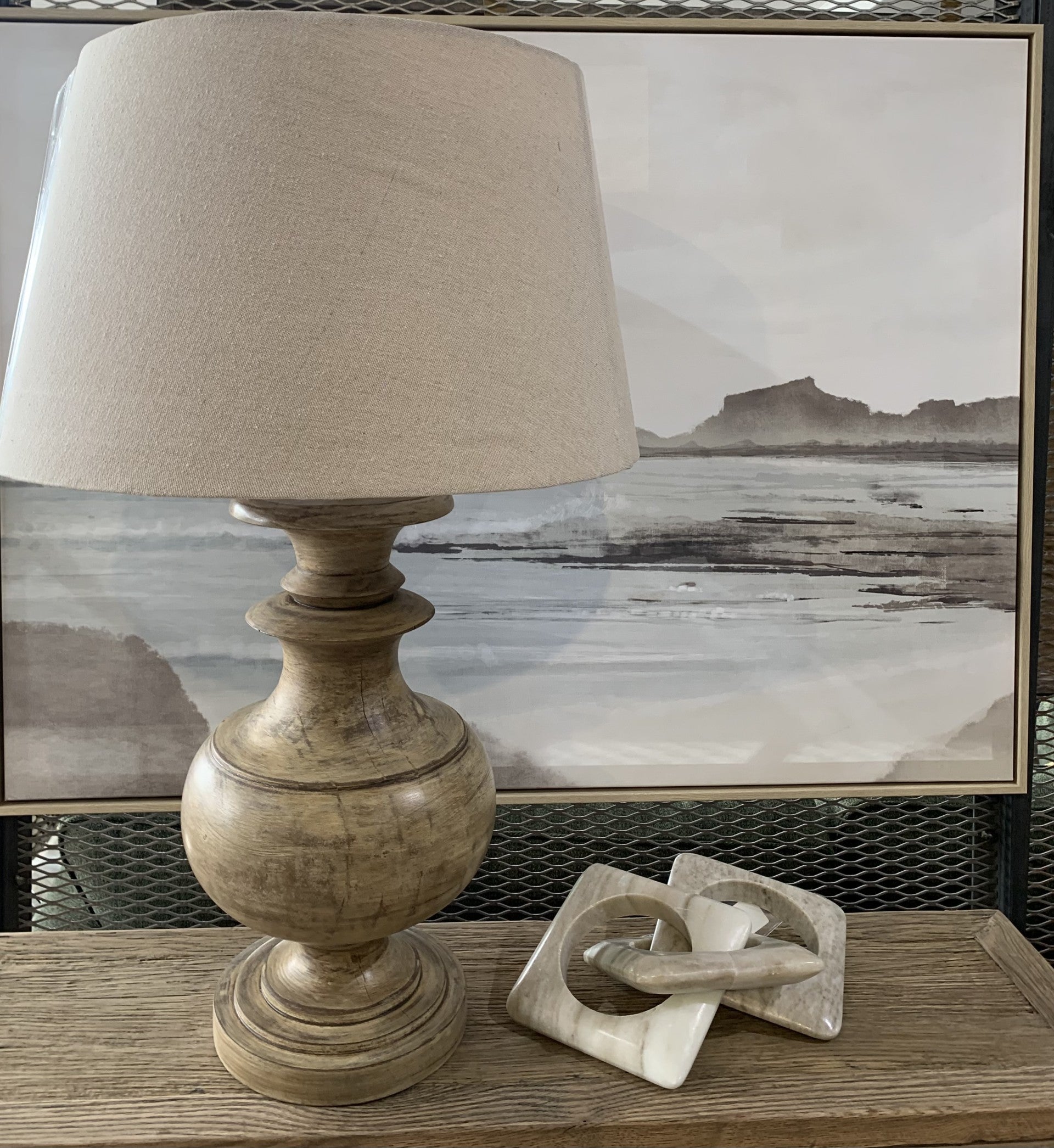 Mia Turned Wooden Table Lamp with Shade