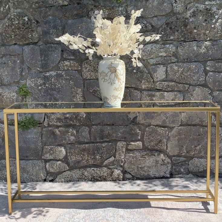 Mirrored Console Table with Gold Frame