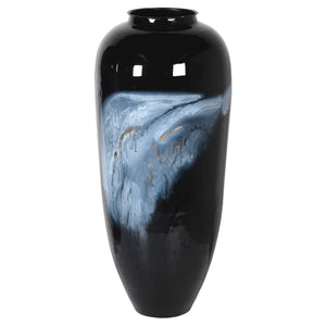 Tall Black Cloud Enamel Vase