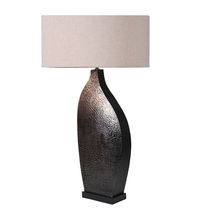 Curved Bronze Effect Table Lamp with Shade