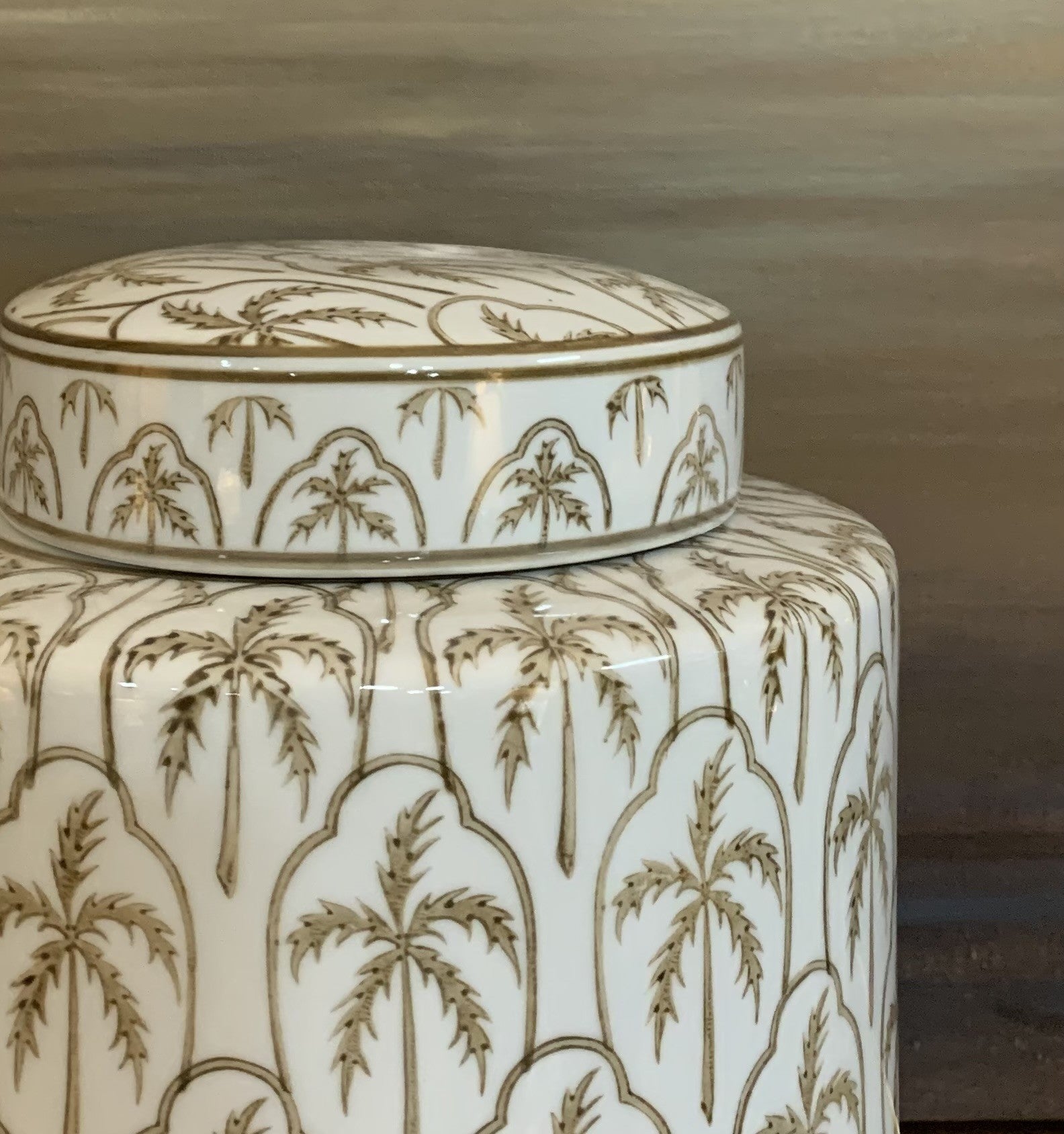 Palm Tree Jar with Lid