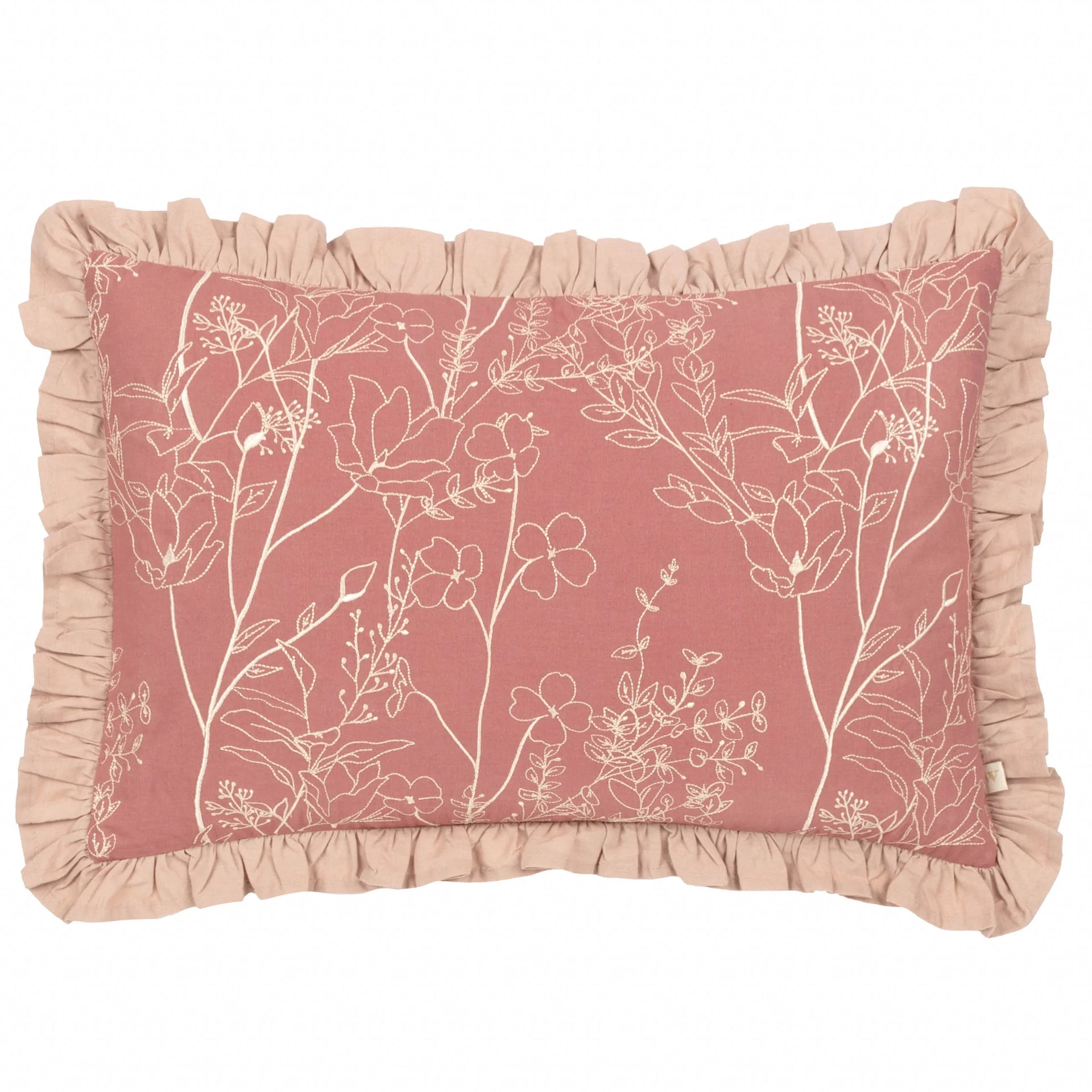 Mae Embroidered Cotton Cushion Petal 35x50