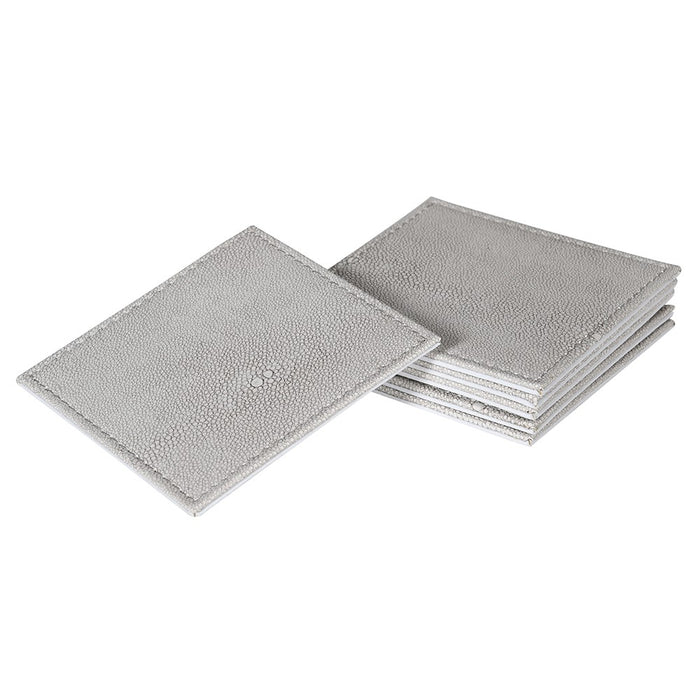 Set of 6 Ivory Faux Shagreen Coasters