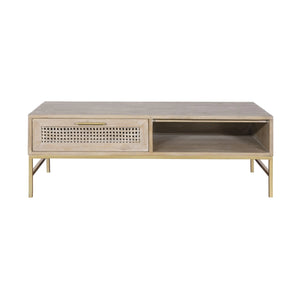 Roundwood 1 Drawer Coffee Table - Gold