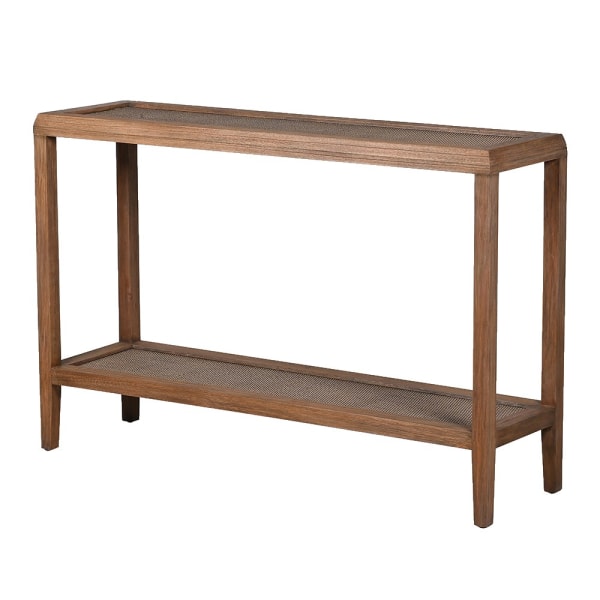 Rattan Top Bayur Wood Console Table