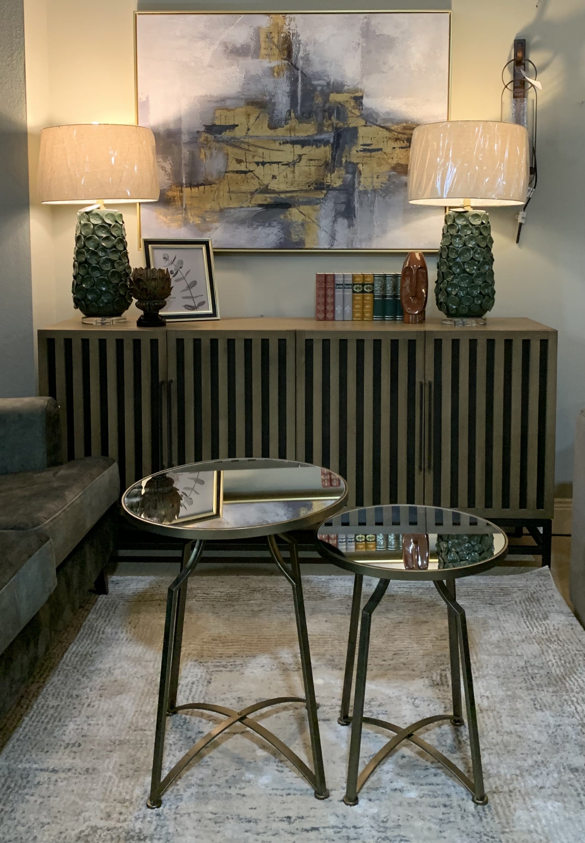 Roma Mirror Top Side Table Set of 2