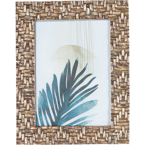 Rustic Brown Bamboo Woven Effect Photo Frame