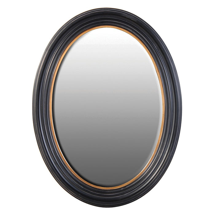 Large Black Gold Oval Mirror