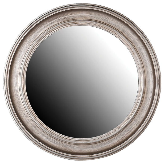 Round Distress Silver Mirror