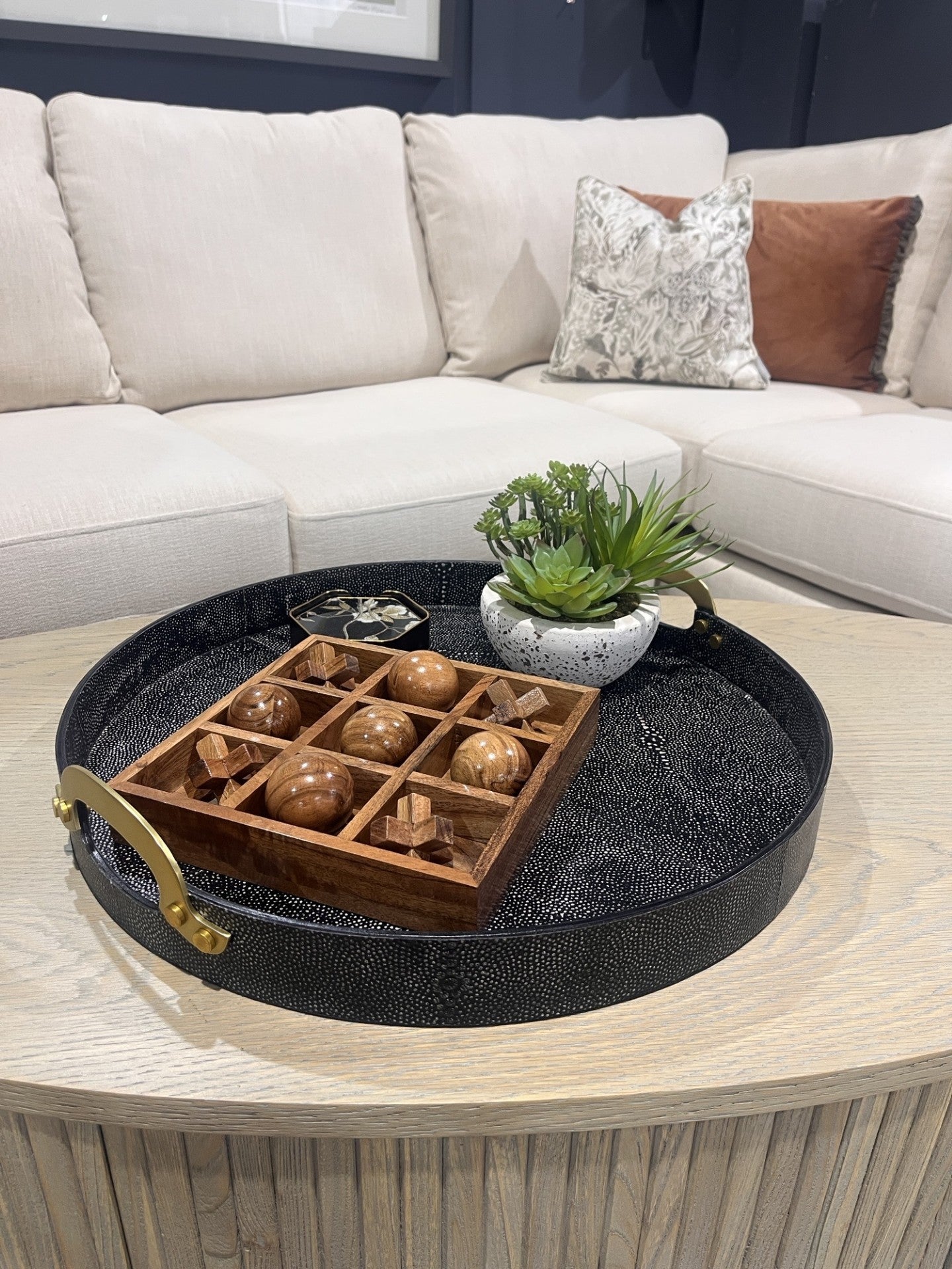 Shagreen Tray with Handles