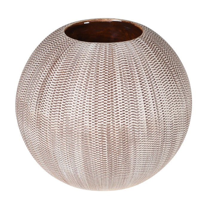 Small Round Wood Effect Candle Holder
