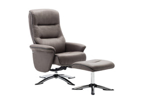 Texas Swivel Recliner & Stool Grey