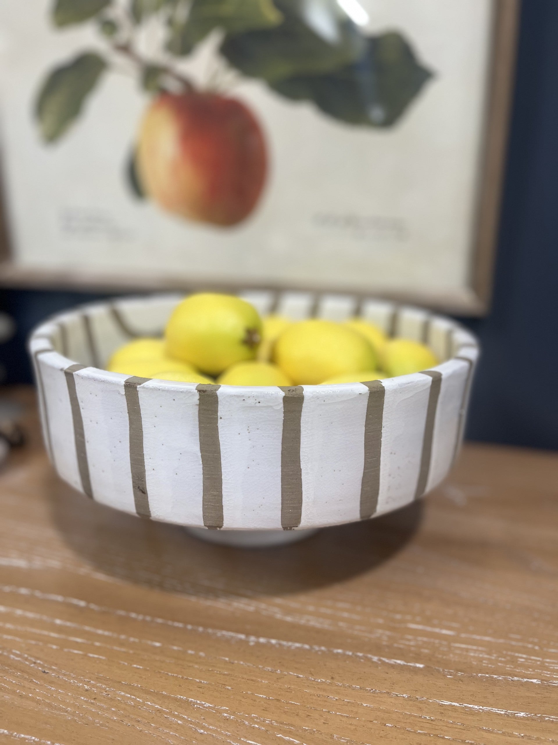 Terracotta Bowl with White Stripe