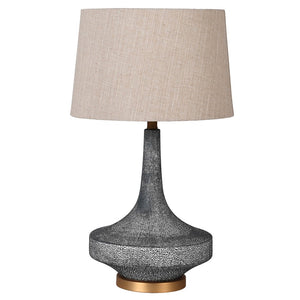 Grey Blue Shagreen Effect Ceramic Table Lamp with Linen Shade