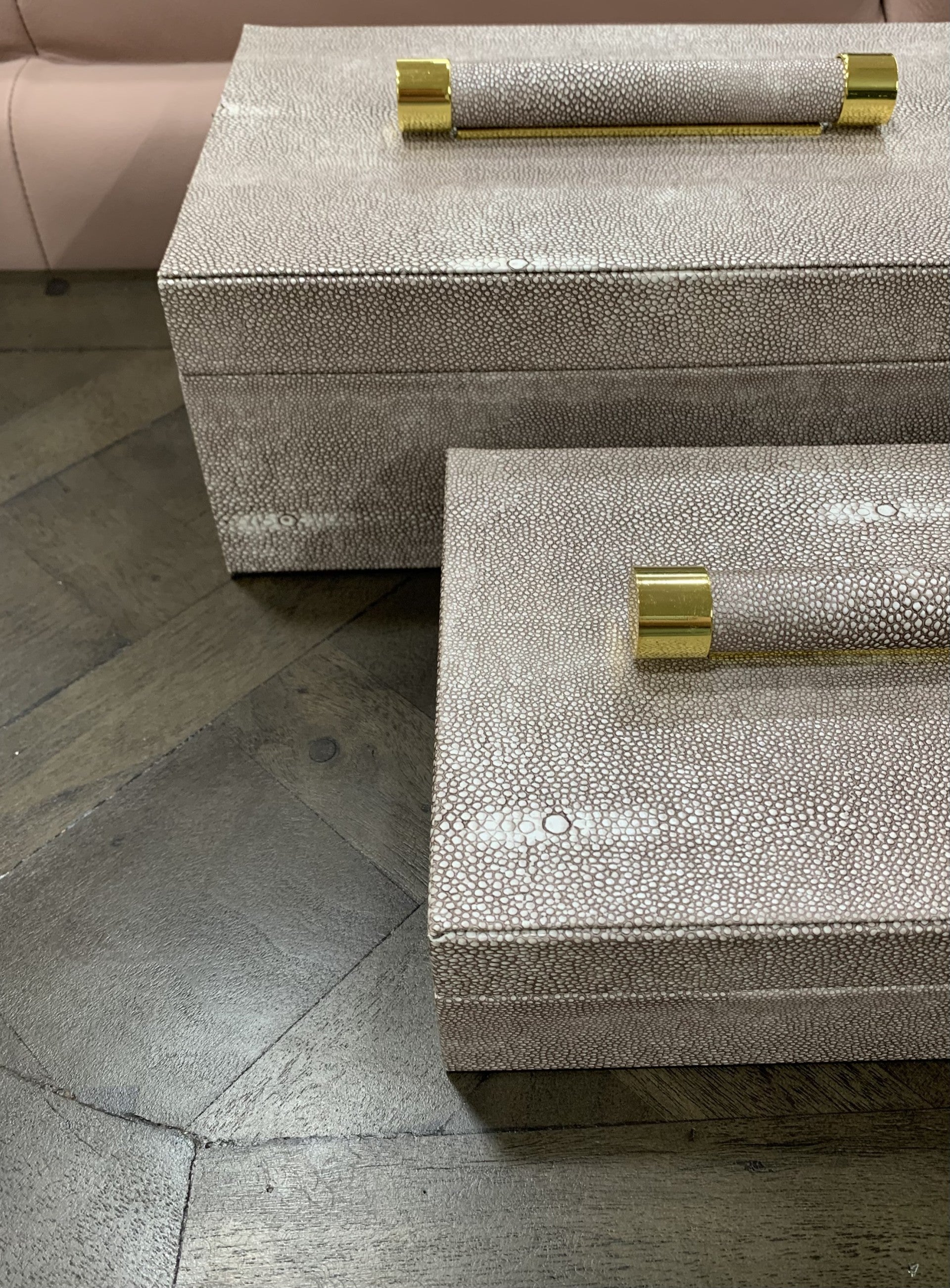 Vega Faux Shagreen Trinket Boxes Set of 2