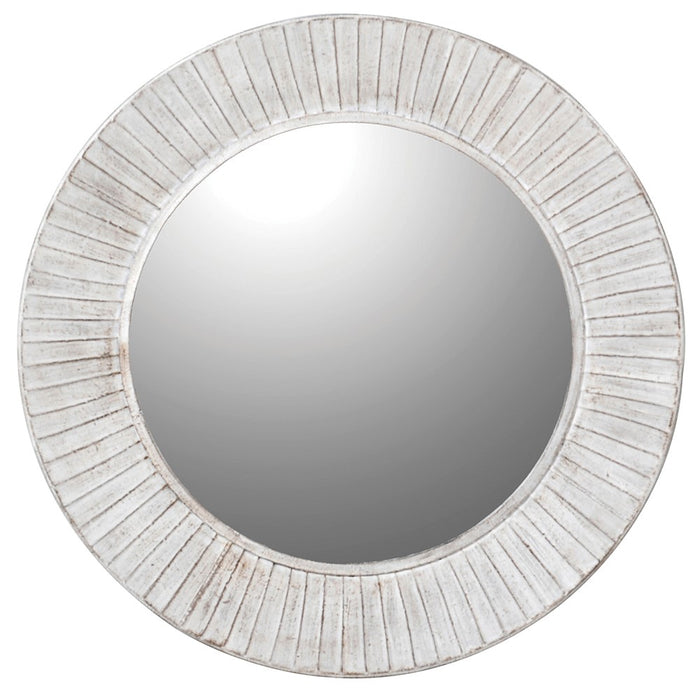White Wash Round Wall Mirror