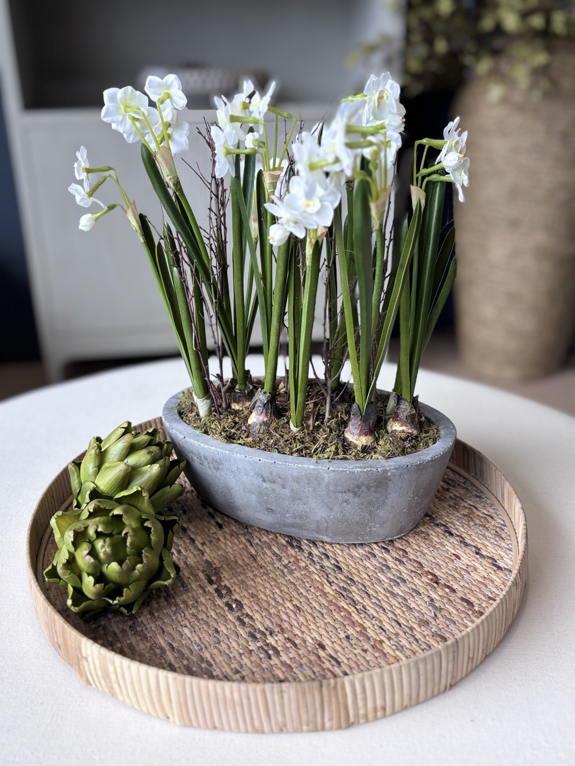 Whites with Moss in Pot