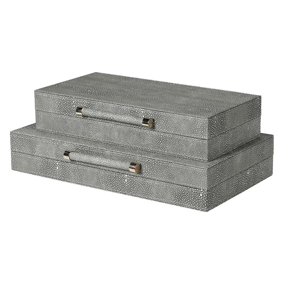 Willow Shagreen Boxes in Grey Set of 2