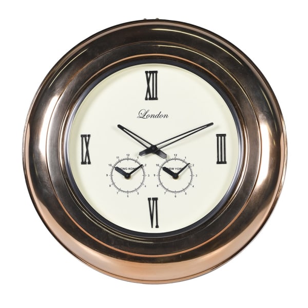 World Wall Clock with Brass Finish