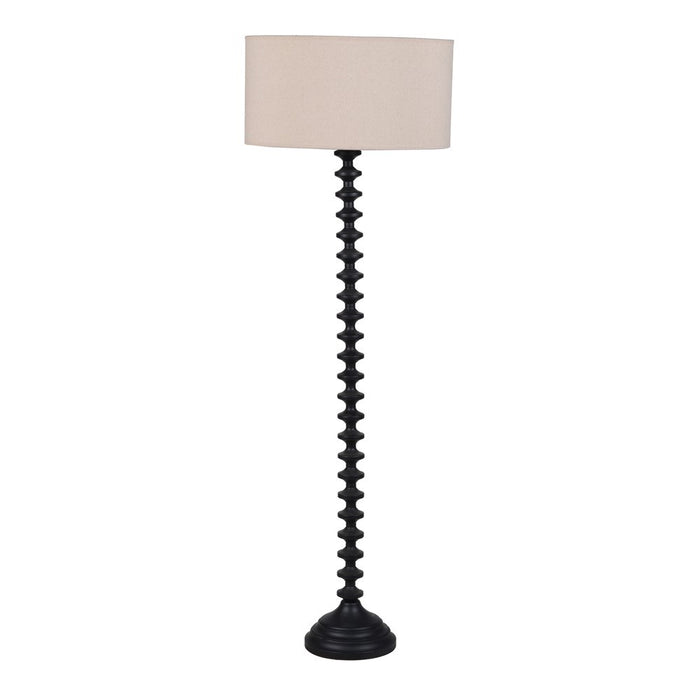 Ridged Floor Lamp with Beige Shade