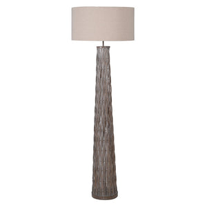 TAPERED WOVEN BAMBOO FLOOR LAMP W/SHADE