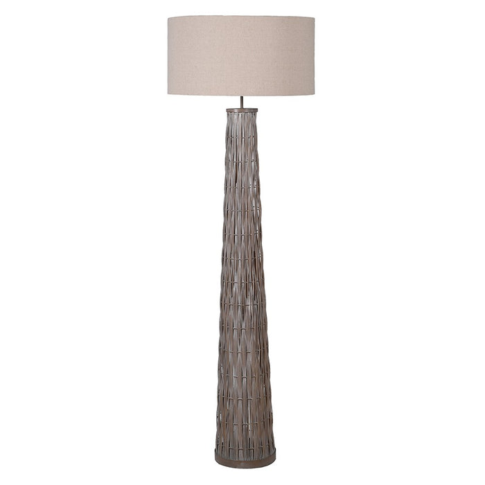 TAPERED WOVEN BAMBOO FLOOR LAMP W/SHADE