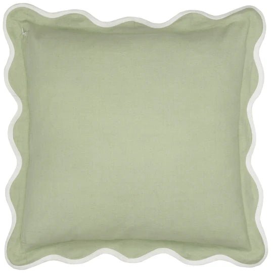 Adele Green Floral Embroidered Cushion Sage - Abbey Furniture - Home & Interiors