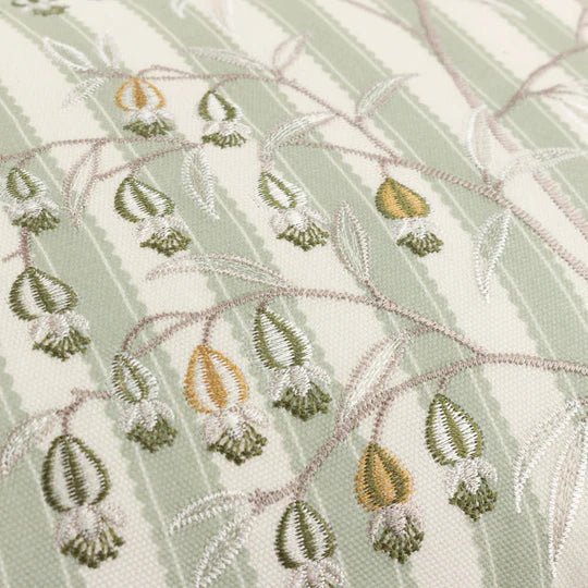 Chinese Lanterns Embroidered Cushion Sage - Abbey Furniture - Home & Interiors