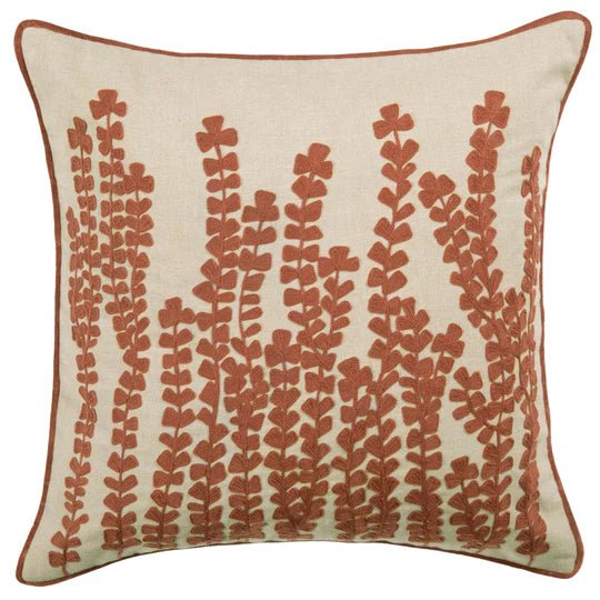 Herb Embroidered Cushion Persimmon 50 x 50 - Abbey Furniture - Home & Interiors