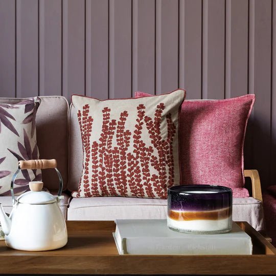 Herb Embroidered Cushion Persimmon 50 x 50 - Abbey Furniture - Home & Interiors