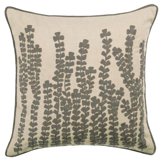 Herb Embroidered Cushion Steel 50 x 50 - Abbey Furniture - Home & Interiors