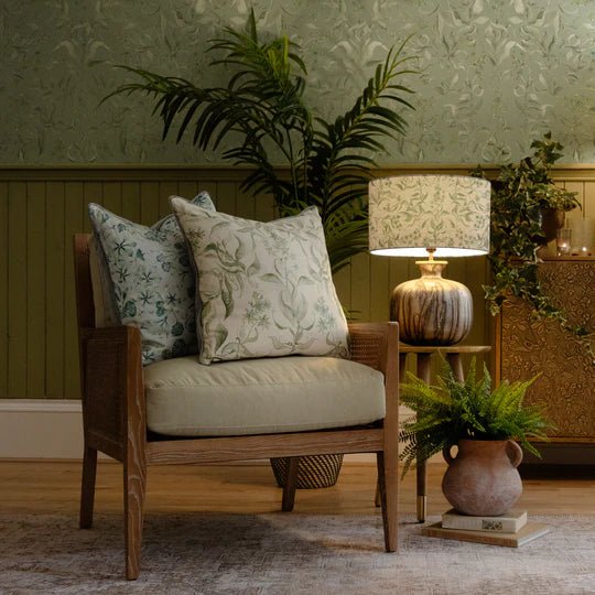 Hettie Printed Piped Cushion 50x50 Vine - Abbey Furniture - Home & Interiors