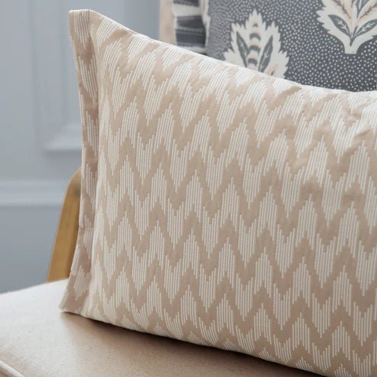 Hutton Woven Jacquard Cushion Linen - Abbey Furniture - Home & Interiors