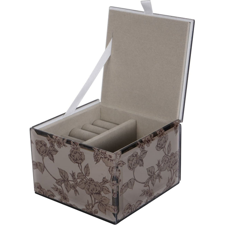 Laura Ashley Truffle Pollington Roses Small Mirrored Jewellery Box - Abbey Furniture - Home & Interiors
