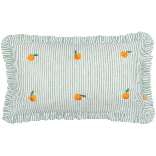Les Fruties Embroidered Ruffle Cushion Orange 30 x 50 - Abbey Furniture - Home & Interiors