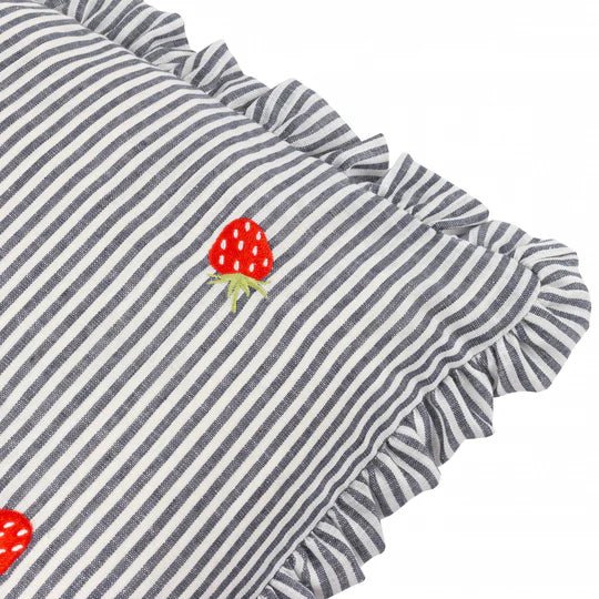 Les Fruties Embroidered Ruffle Cushion Strawberry 30 x 50 - Abbey Furniture - Home & Interiors