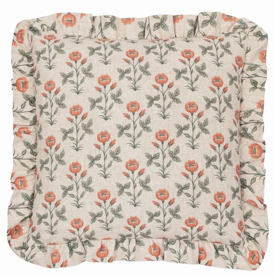 Linen Renee Printed Ruffle Cushion Multi 50x50 - Abbey Furniture - Home & Interiors