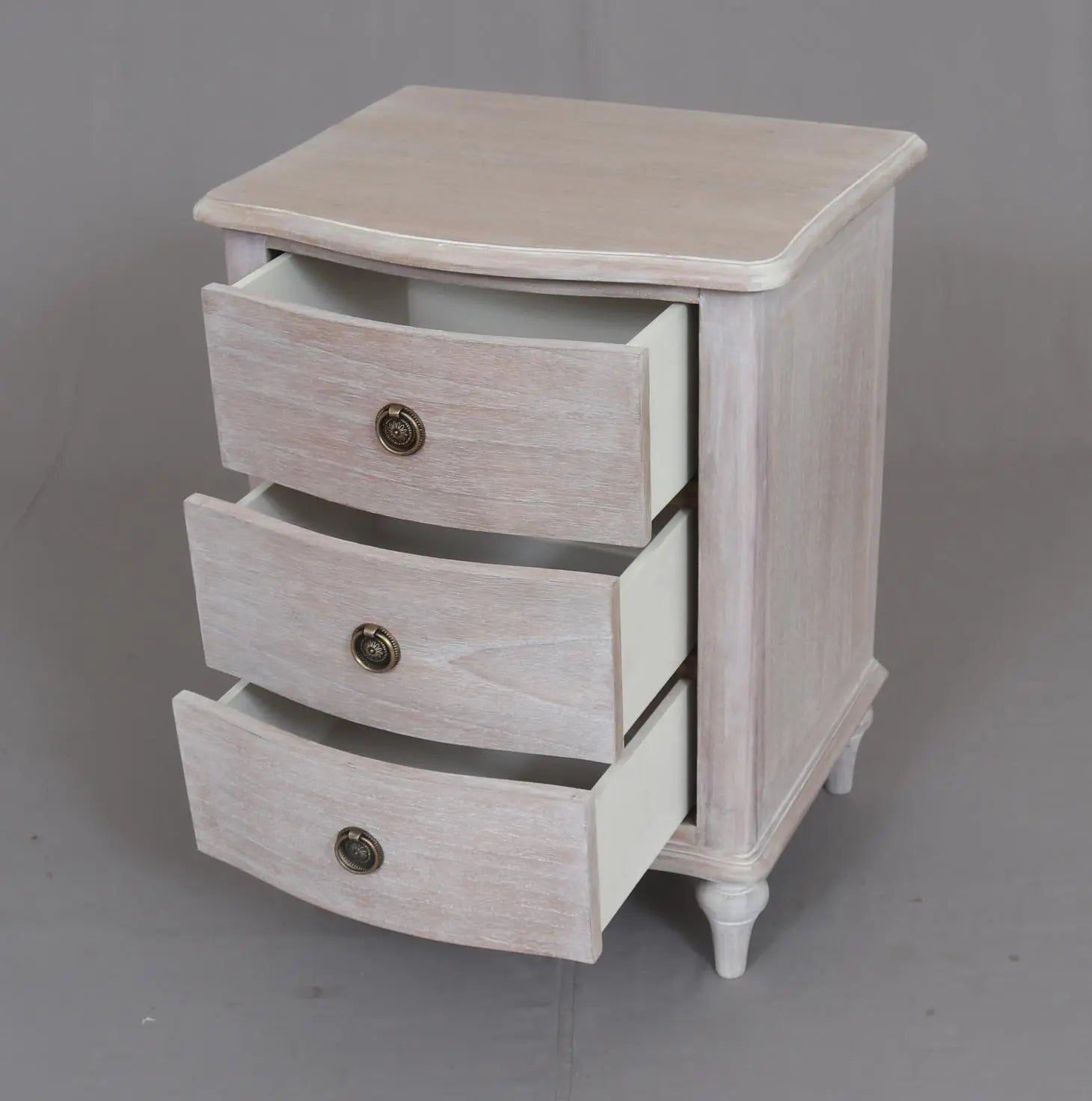 Luna 3 Drawer Bedside White Wash - Abbey Furniture - Home & Interiors