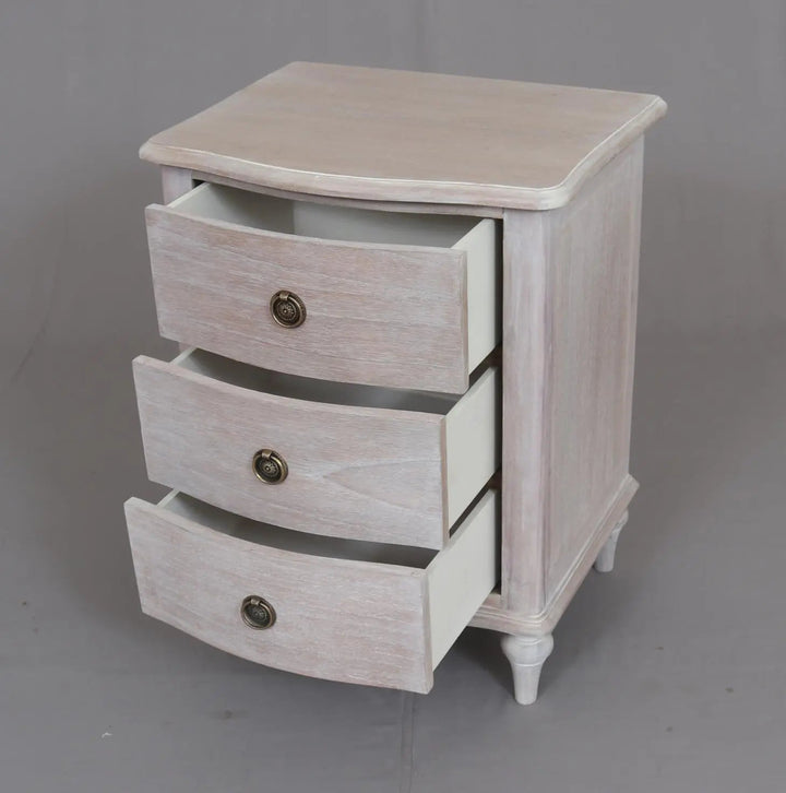 Luna 3 Drawer Bedside White Wash - Abbey Furniture - Home & Interiors