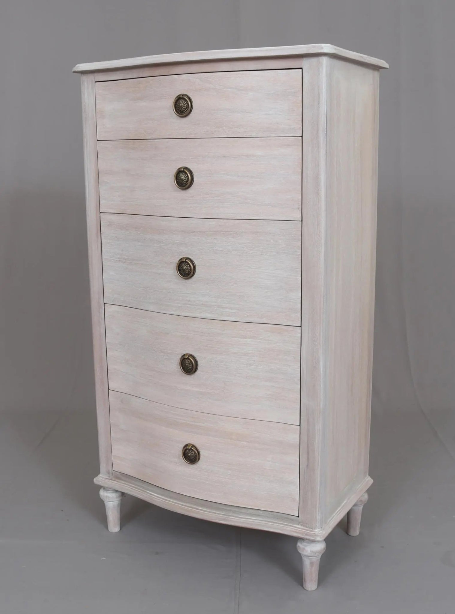 Luna 5 Drawer Tallboy White Wash - Abbey Furniture - Home & Interiors