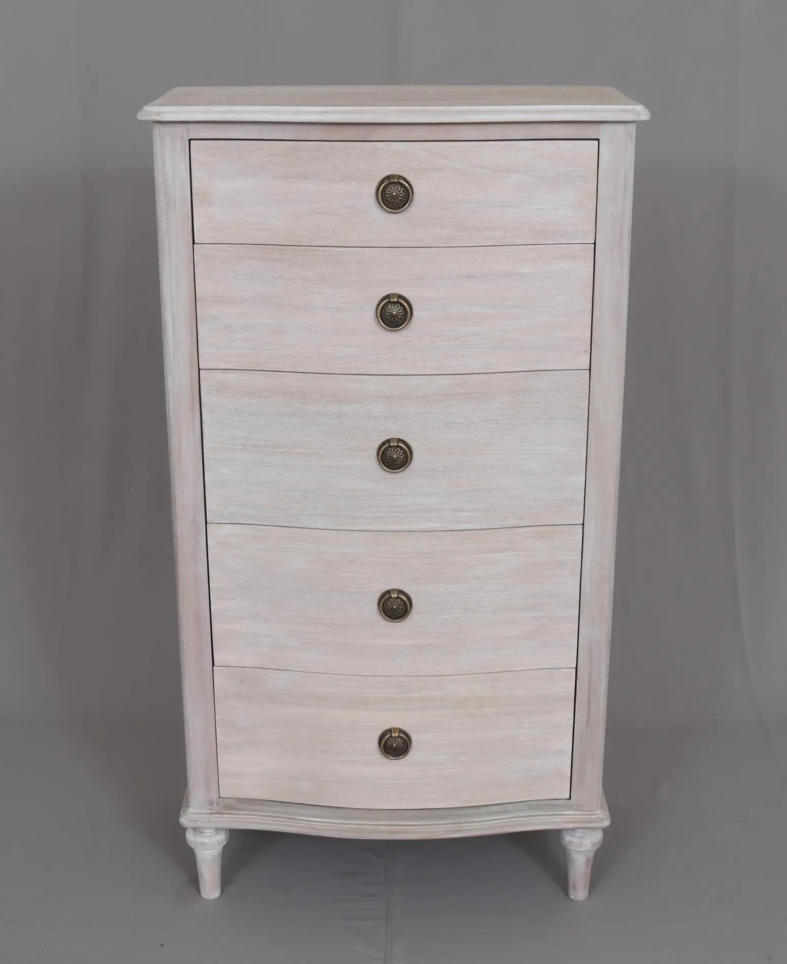 Luna 5 Drawer Tallboy White Wash - Abbey Furniture - Home & Interiors