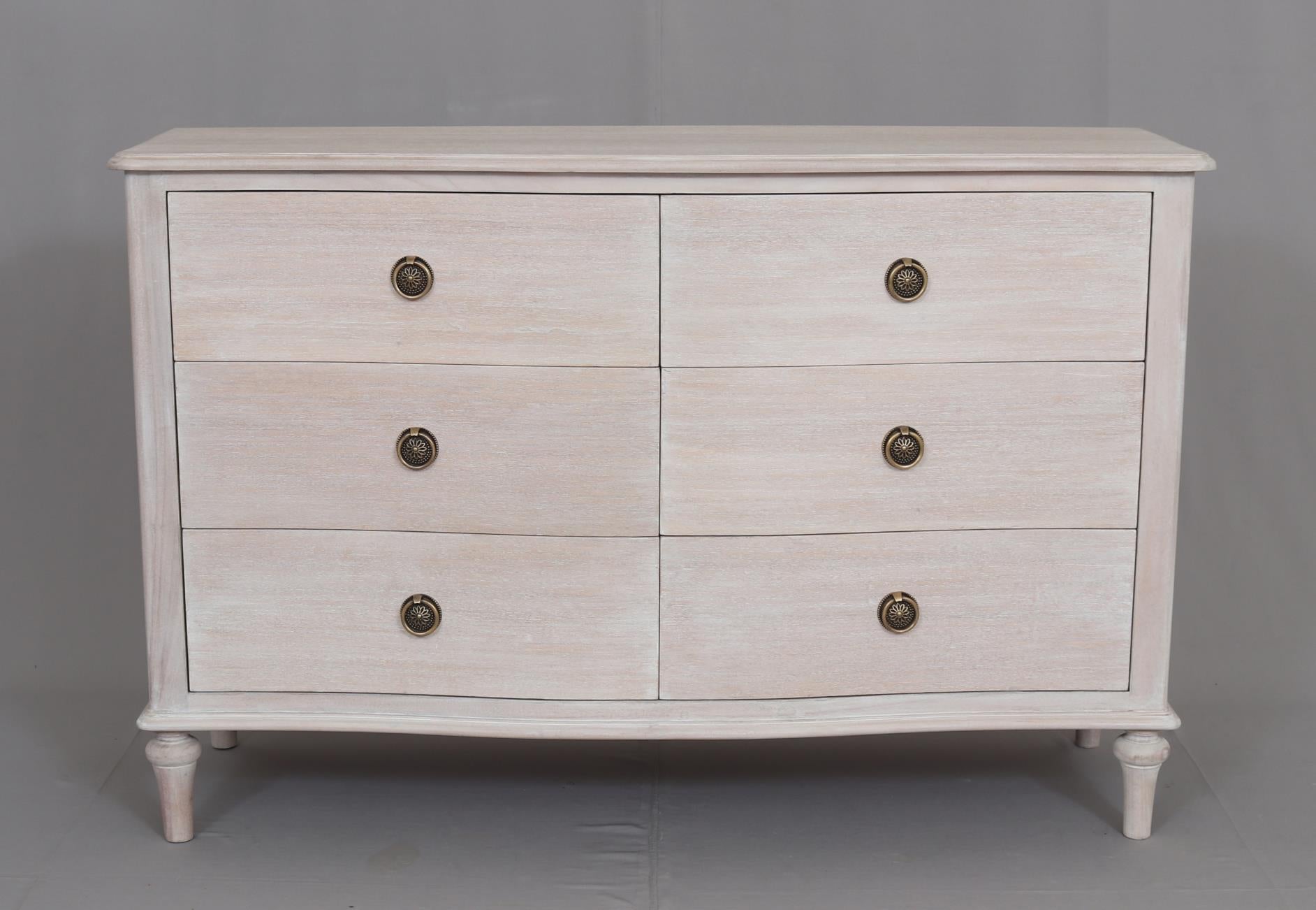 Luna 6 Drawer Chest White Wash - Abbey Furniture - Home & Interiors