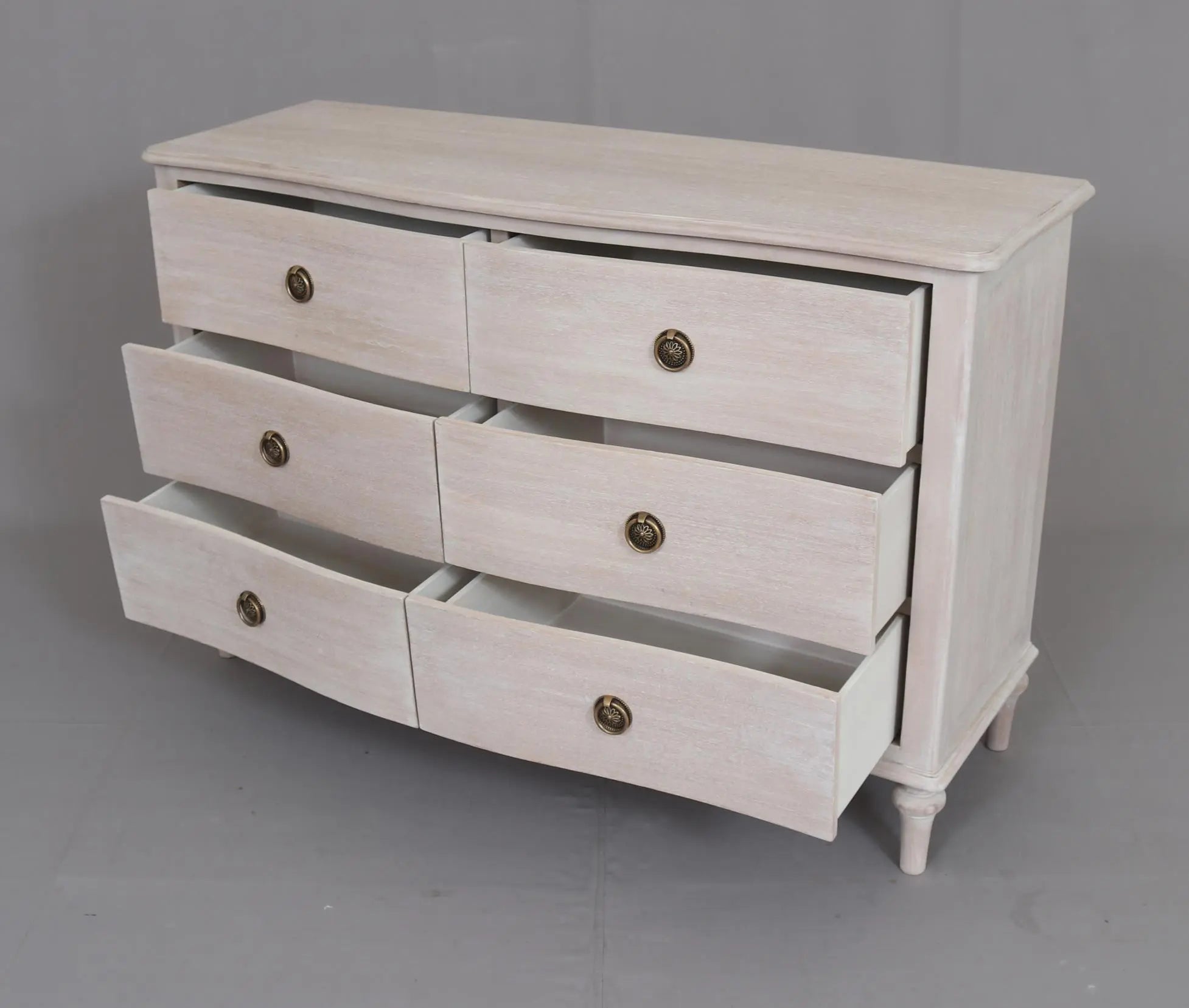 Luna 6 Drawer Chest White Wash - Abbey Furniture - Home & Interiors
