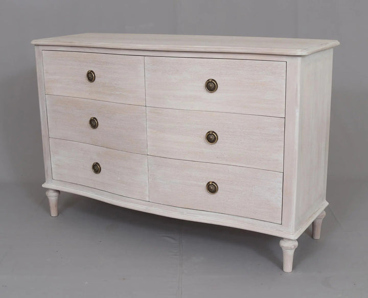 Luna 6 Drawer Chest White Wash - Abbey Furniture - Home & Interiors