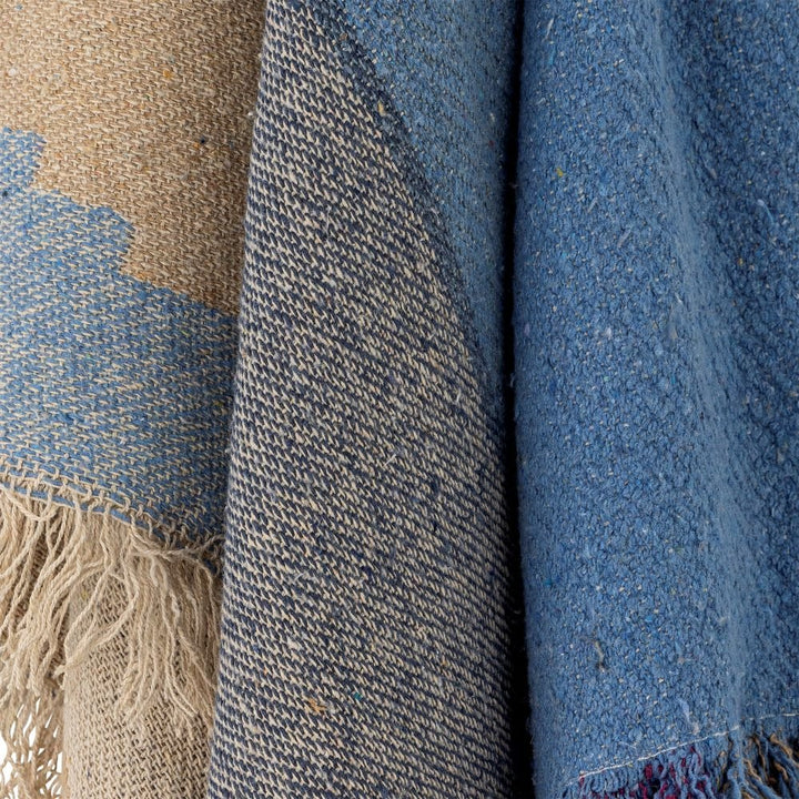 MAJI THROW BLUE RECYCLED COTTON - Abbey Furniture - Home & Interiors